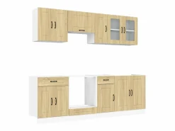 vidaxl Cocina Completa|Mueble cocina Kalmar roble sonoma 8 pzas madera contrachapada