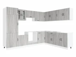 vidaxl Mueble cocina Kalmar sonoma 14 pzas madera contrachapada Gris Best