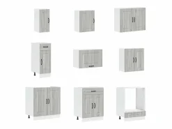 vidaxl Mueble cocina Kalmar sonoma 14 pzas madera contrachapada Gris Best