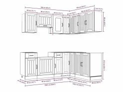 vidaxl Mueble cocina Lucca hormigón 11 pzas madera contrachapada Gris Discount