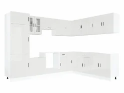 vidaxl Mueble cocina Porto brillo 14 pzas madera contrachapada Blanco Hot