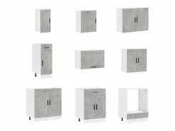 vidaxl Mueble cocina Porto hormigón 14 pzas madera contrachapada Gris