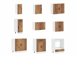 vidaxl Cocina Completa|Mueble cocina Porto madera vieja 14 pzas madera contrachapada