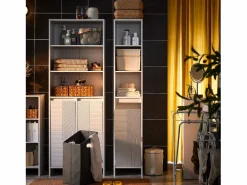 Mueble Columna de Baño Armario Alto para Baño Estanterías BZR158-W ES^Sobuy Best