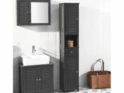 Sobuy Mueble Columna de baño, Armario Baño Alto Estanterías de Baño-2 Puertas y 1 Cajón 32 x 30 x 170 cm FRG236-DG ES Gris Best