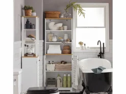 Mueble Columna de baño Armario para baño con 5 Estantes Estanterías de baño Medidas: 60x30x160cm BZR44-W ES^Sobuy New
