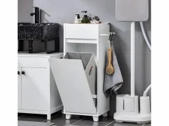 Sobuy Cesto De Ropa|Mueble Columna de Baño con 1 Compartimento Armario Alto BZR159-W ES