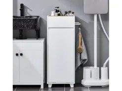 Sobuy Cesto De Ropa|Mueble Columna de Baño con 1 Compartimento Armario Alto BZR159-W ES