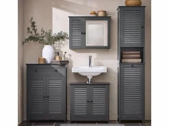Sobuy Columna De Baño|Mueble Columna de Baño con 1 Cesto para Ropa Sucia Armario Alto para Baño con 1 Puerta y 3 Estantes 40 x 38 x 170 cm BZR124-DG ES