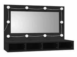 vidaxl Mueble con espejo y LED 90x31,5x62 cm Negro Outlet