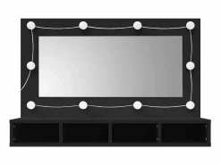 vidaxl Mueble con espejo y LED 90x31,5x62 cm Negro Outlet