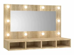 Mueble con espejo y luces LED color roble Sonoma 90x31,5x62 cm^vidaxl Sale