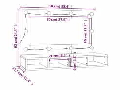 Mueble con espejo y luces LED color roble Sonoma 90x31,5x62 cm^vidaxl Sale