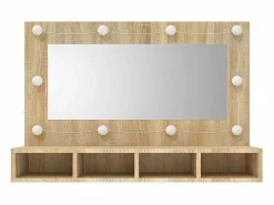 Mueble con espejo y luces LED color roble Sonoma 90x31,5x62 cm^vidaxl Sale