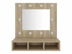 vidaxl Mueble con espejo y luces LED roble Sonoma 60x31,5x62 cm Color natural claro