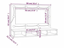 vidaxl Mueble con espejo y luces LED hormigón 90x31,5x62 cm Gris New