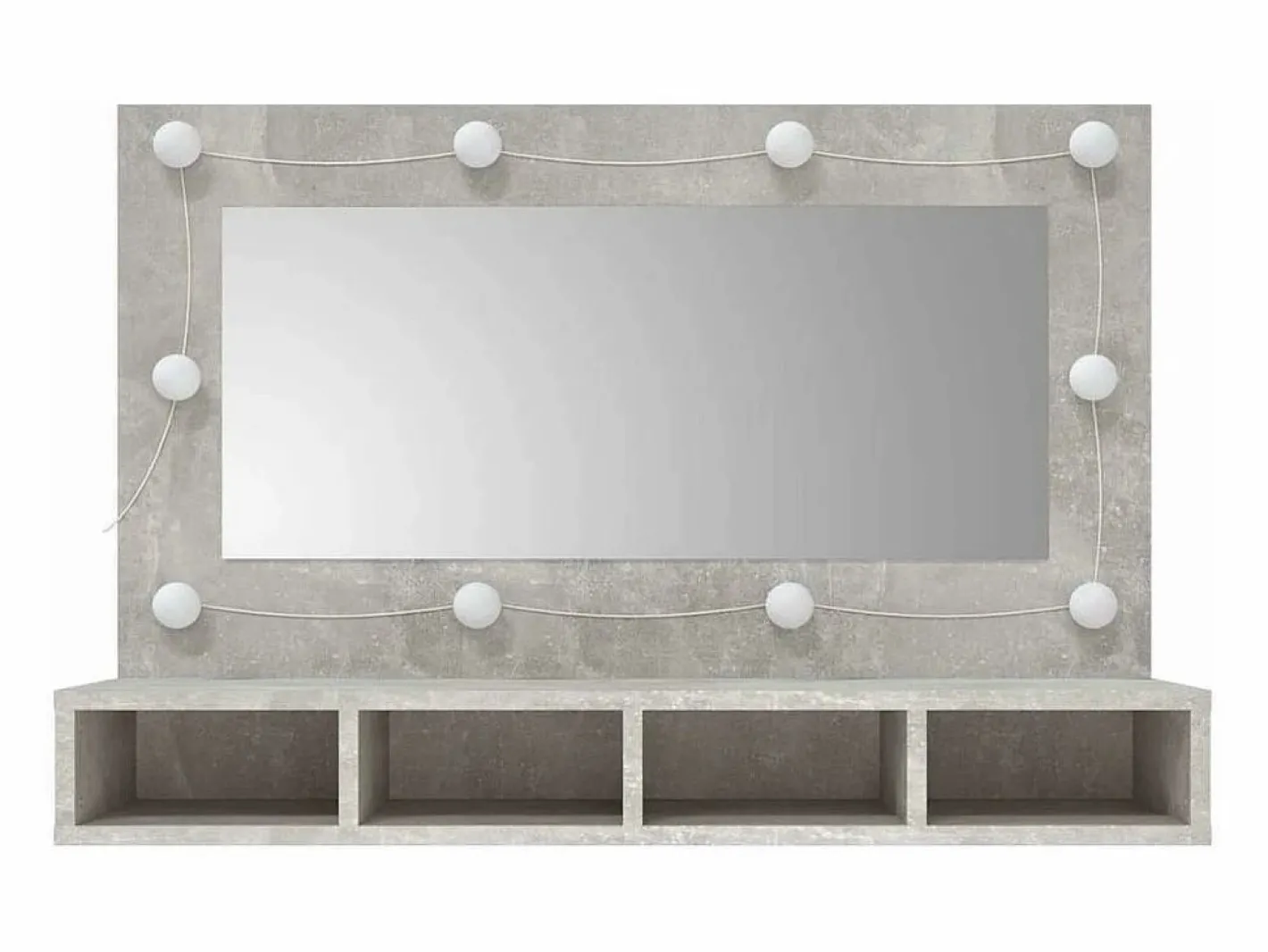 vidaxl Mueble con espejo y luces LED hormigón 90x31,5x62 cm Gris New
