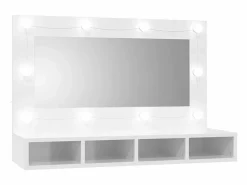 vidaxl Mueble De Pared Para Baño|Mueble con espejo y luces LED brillante 90x31,5x62 cm