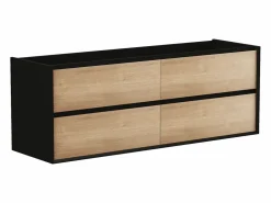 Mueble con lavabo empotrado - Color natural claro y negro - 150 cm - LANNICK^Vente-unique Sale