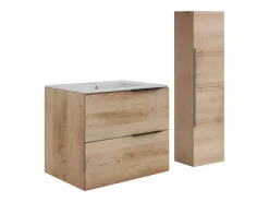 Vente-unique Mueble con lavabo simple y columna - Color roble claro natural - 60 cm - NISAYA Color natural claro Best