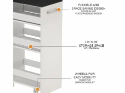 Vicco Mueble con ruedas blanco/antracita 30x46x84.8 rivo Gris antracita Sale