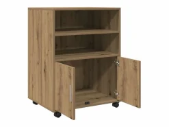 Mueble con ruedas de roble hecho a mano 60x48x81 cm madera de ingeniería Marru00f3n New