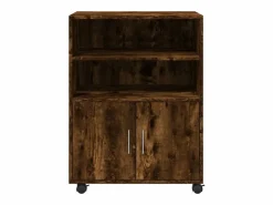 Armario Oficina|Mueble con ruedas de roble ahumado 60x48x81 cm madera de ingeniería