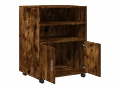 Armario Oficina|Mueble con ruedas de roble ahumado 60x48x81 cm madera de ingeniería