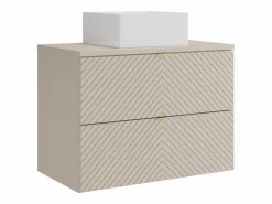 Vente-unique Mueble con un lavabo suspendido con lavabo sobre encimera cuadrado, , L80 cm, DORIONI Beige Hot