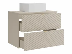 Vente-unique Mueble con un lavabo suspendido con lavabo sobre encimera cuadrado, , L80 cm, DORIONI Beige Hot
