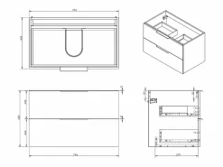 Mueble con un lavabo y columna - - 80 cm - NISAYA^Vente-unique New
