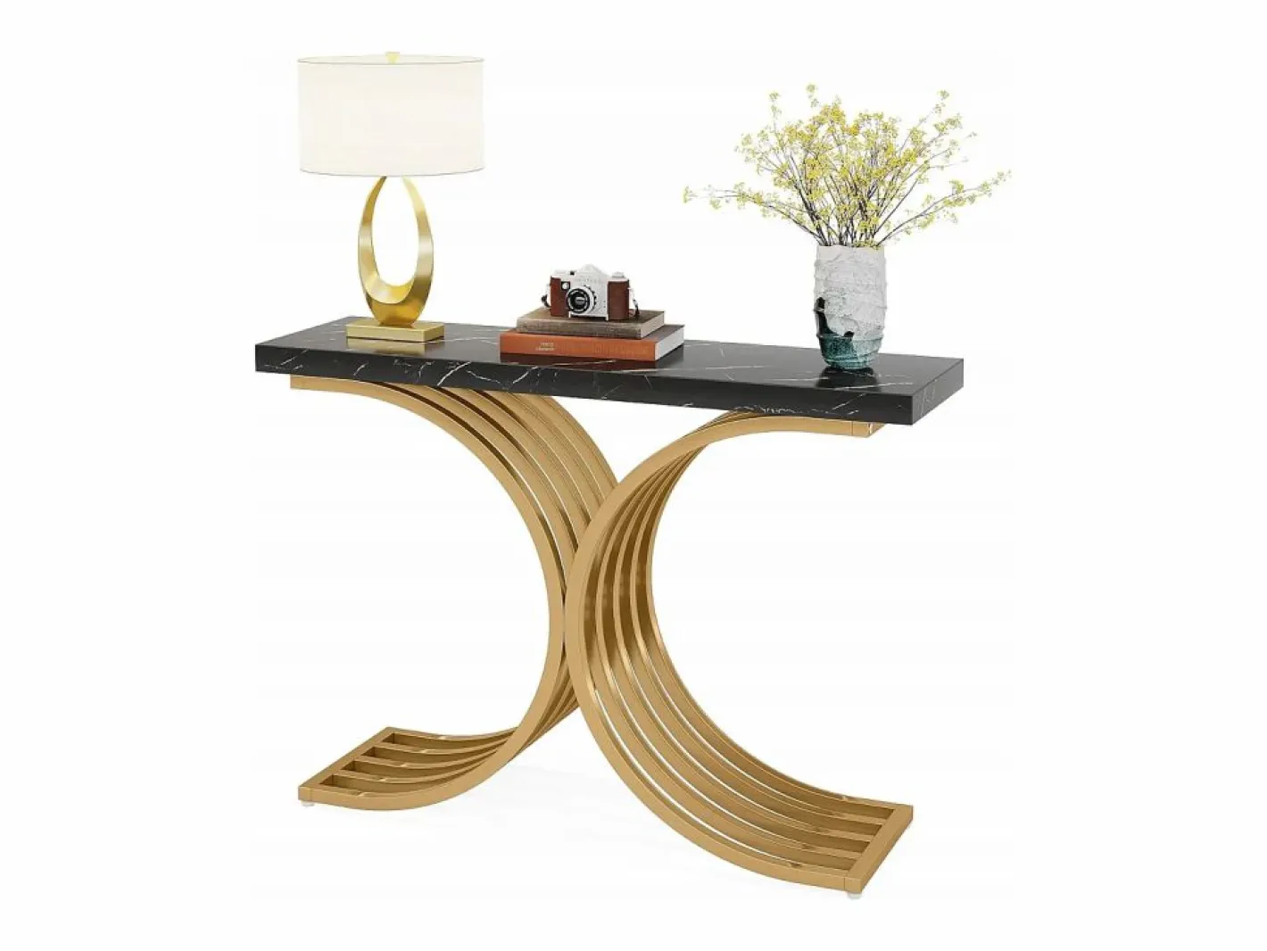 Mueble Consola, Mesa de Consola Blanca, 100 x 30 x 80 cm Pequeña Mesa de Presentación^Tribesigns Best
