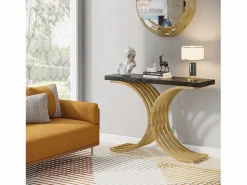 Mueble Consola, Mesa de Consola Blanca, 100 x 30 x 80 cm Pequeña Mesa de Presentación^Tribesigns Best