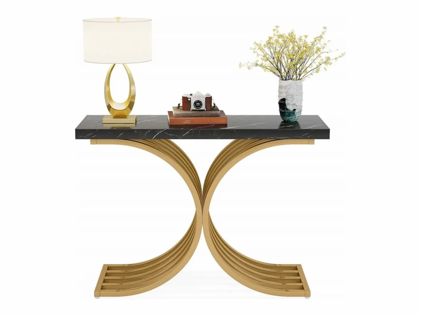 Mueble Consola, Mesa de Consola Blanca, 100 x 30 x 80 cm Pequeña Mesa de Presentación^Tribesigns Best