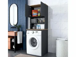 Mueble cubrelavadora compacto con armario y estantes KD101 - Negro^Hanah Home Sale