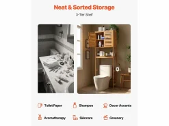 Mueble de Almacenamiento para WC SucceBuy, Almacenamiento Encima del Inodoro o la Lavadora, Armario de Baño que Ahorra Espacio, Natural Marru00f3n Clearance