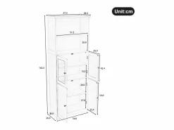 Merax Mueble de baño - 48 x 33 x 83 cm - con 1 puerta + estantes + lavabo de cerámica integrado - Cerámica + MDF - Gris Blanco Best