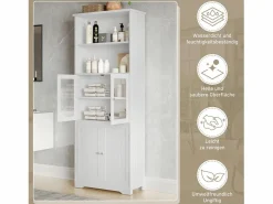 Merax Mueble de baño - 48 x 33 x 83 cm - con 1 puerta + estantes + lavabo de cerámica integrado - Cerámica + MDF - Gris Blanco Best