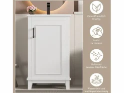 Merax Mueble de baño - 76 x 46 x 78,5 cm - con 2 puertas + 1 cajón + lavabo de cerámica integrado - Cerámica + MDF - Azul Blanco Sale