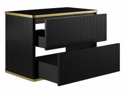 Vente-unique Mueble de baño acanalado con detalles en y dorado KELIZA Negro