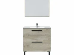 VS Venta-stock Mueble De Baño Simple|Mueble de baño Alise 2 cajones con espejo, sin lavabo, Color Alaska