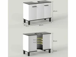 Mueble de baño Amalfi 2 puertas blanco/ 60x80x34 cm^Homcom Clearance