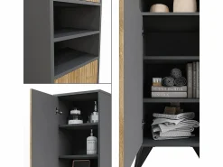 Vicco Mueble de baño antracita/roble de montaña 38x30x180 leano Gris antracita Sale