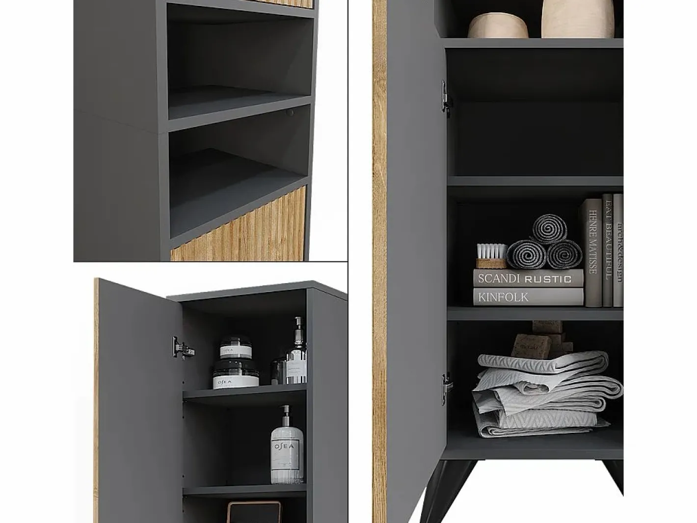 Vicco Mueble de baño antracita/roble de montaña 38x30x180 leano Gris antracita Sale