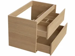 Vente-unique Mueble De Lavabo|Mueble de baño bajo lavabo con encimera, chapado en roble, 80 cm, MILIPAM