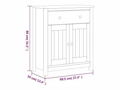 Mueble de baño BERG madera maciza de pino 69,5x34x80 cm^vidaxl New