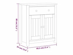Mueble de baño BERG madera maciza de pino 69,5x34x80 cm^vidaxl Clearance