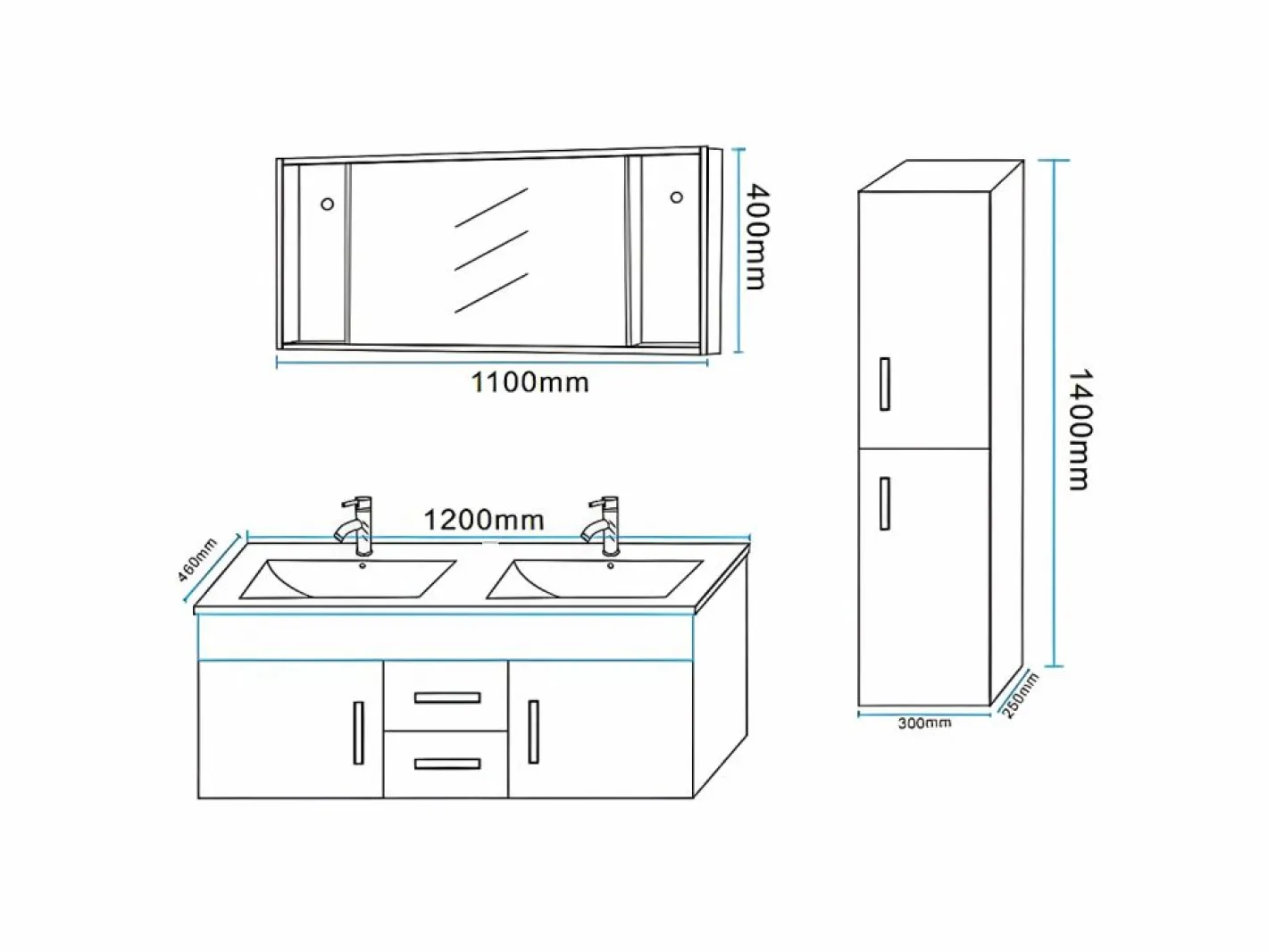 Mueble de Baño 120 cm Columna y Lavabo Incluido - Emily^ELITESHOPPING Outlet