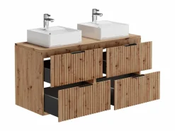 Vente-unique Mueble de baño con acabado y lavabo sobre encimera, , 120 cm de ancho, ZEVARA Color natural claro Sale