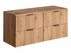 Vente-unique Mueble de baño con acabado y lavabo sobre encimera, , 120 cm de ancho, ZEVARA Color natural claro Sale